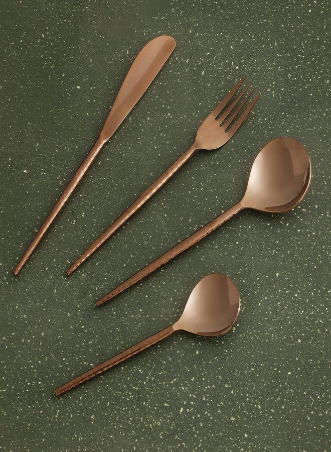 Ellementry Norah Rose Gold Hammered Cutlery Set of 4 - Image 3